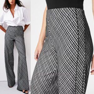 Spanx Super Smooth Perfect Fit Ponte Jacquard Wide Leg Black Plaid Checkered 1X